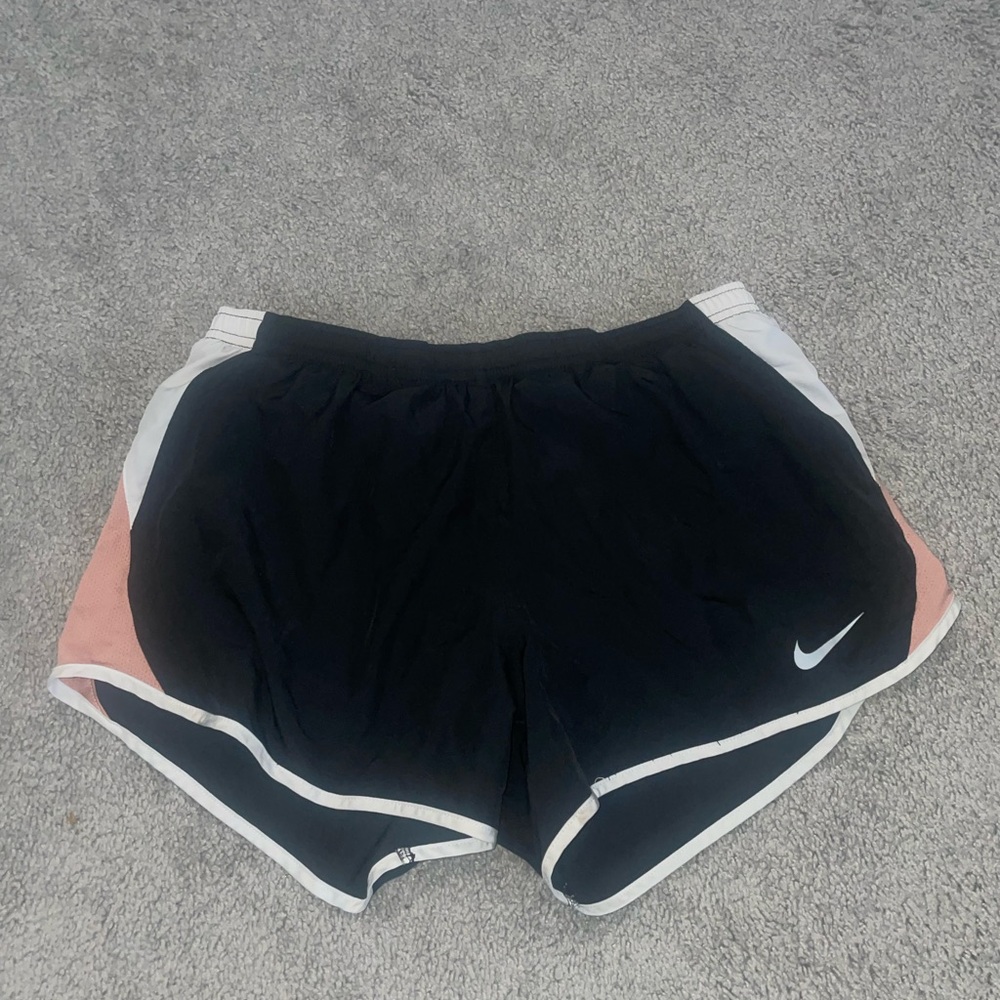 Nike Women's Black Shorts with White and Pink Accents
